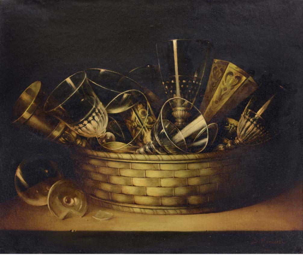 Composizione di bicchieri – Olio su tela cm.50×60, Salvatore Marinelli, Italia 2013_2