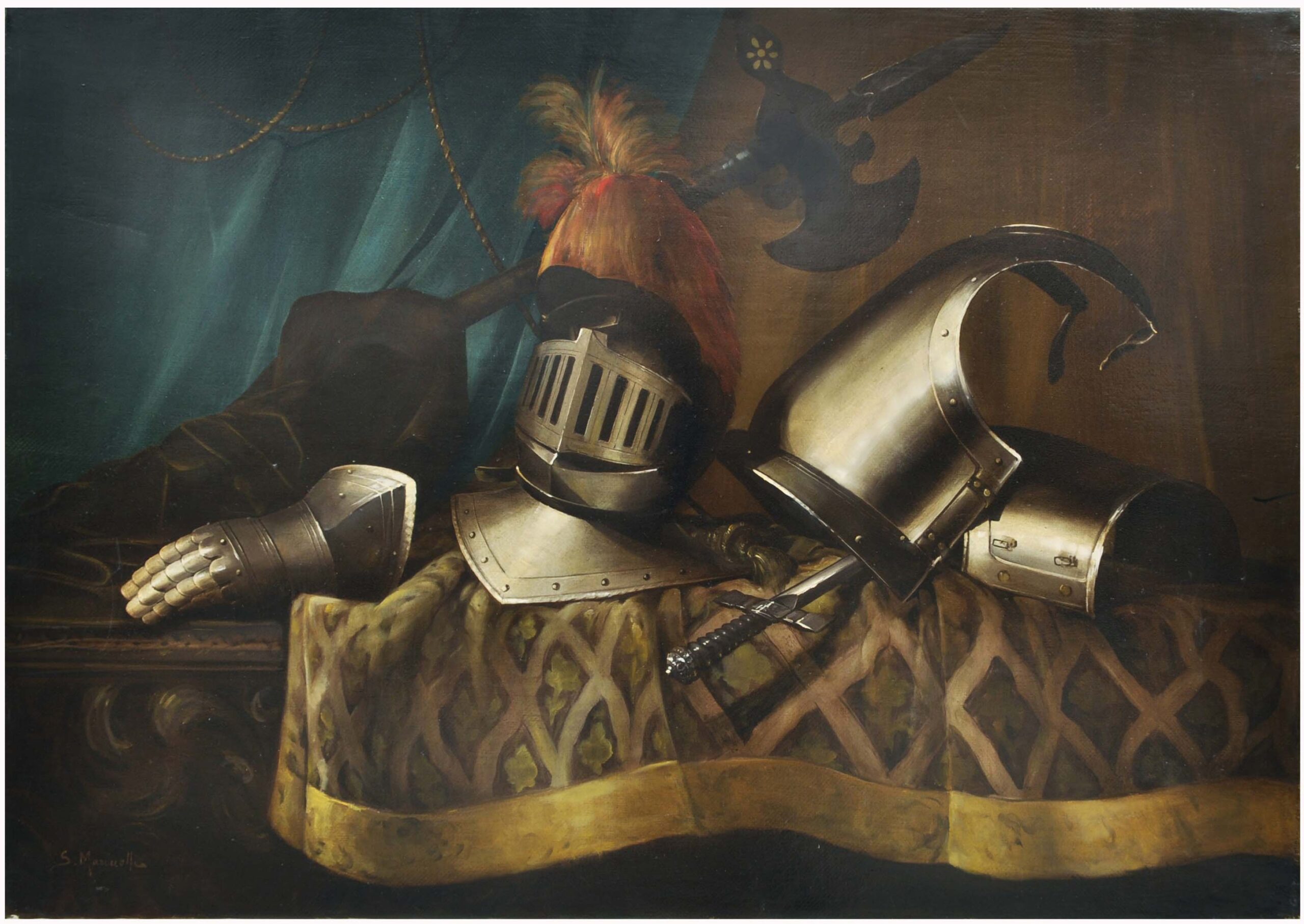 Natura morta con armature – Olio su tela cm.70×100, Salvatore Marinelli, Italia 2008_2
